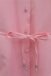 Yakası Dantelli Beli Ve Kolu Bağcıklı Poplin Tunik  -Pembe-Tunik-349-8078-R20