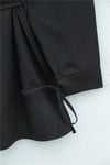 Yakası Dantelli Beli Ve Kolu Bağcıklı Poplin Tunik  -Siyah-Tunik-349-8078-R01