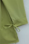Yakası Dantelli Beli Ve Kolu Bağcıklı Poplin Tunik  -Yağ Yeşili-Tunik-349-8078-R72