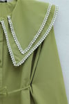 Yakası Dantelli Beli Ve Kolu Bağcıklı Poplin Tunik  -Yağ Yeşili-Tunik-349-8078-R72