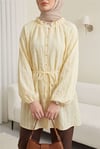 Yakası Fırfırlı Balon Kol Biritli Gofre Gömlek -Açık Sarı-Tunik-307-0122-R75