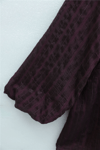 Yakası Fırfırlı Balon Kol Biritli Gofre Gömlek -Mürdüm-Tunik-307-0122-R09