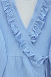 Yakası Fırfırlı Önü Bağlamalı Etekli Kimono Takım  -Bebe Mavi-Takım-346-3074-R32