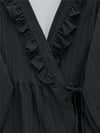 Yakası Fırfırlı Önü Bağlamalı Etekli Kimono Takım  -Siyah-Takım-346-3074-R01