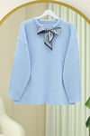 Yakası Fular Detaylı Yumoş Triko Kazak -Bebe Mavi-Kazak-295-1297-R32