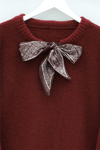 Yakası Fular Detaylı Yumoş Triko Kazak -Bordo-Kazak-295-1297-R04