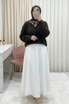 Yakası Fular Detaylı Yumoş Triko Kazak -K. Kahve-Kazak-295-1297-R54