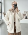 Yakası Garni Detaylı İçi Astarlı Cep Detaylı  Peluş Mont  -Bej-Mont-348-2666-R56