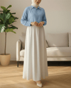 Yakası Taş Detaylı Düğmeli Salaş Gömlek -Bebe Mavi-Gömlek-246-1620-R32