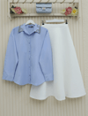 Yakası Taş Detaylı Düğmeli Salaş Gömlek -Bebe Mavi-Gömlek-246-1620-R32