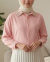 Yakası Taş Detaylı Düğmeli Salaş Gömlek -Pembe-Gömlek-246-1620-R20