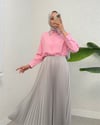 Yakası Taş Detaylı Düğmeli Salaş Gömlek -Pembe-Gömlek-246-1620-R20