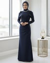 Yakası Taş Detaylı Omuzu Kat Drapeli Abiye -Laci-Abiye-316-4783-R03