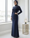 Yakası Taş Detaylı Omuzu Kat Drapeli Abiye -Laci-Abiye-316-4783-R03