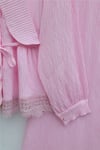 Yakası Ve Beli Bağlamalı Eteği Dantelli Pliseli Krep Takım  -Pembe-Takım-398-22032-R20