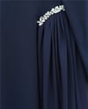 Yakası Ve Beli Taşlı Yanları Tül  Detaylı  Astarlı Krep Elbise -Laci-Elbise-316-4868-R03