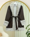 Yakası Ve Kolu Kürklü Astarlı Kemerli Deri Ceket -Kahve-Mont-197-7186-R15
