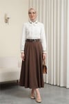 Yakası Ve Kolu Kuş Nakışlı Önü Fırfırlı Poplin Gömlek -Beyaz-Gömlek-364-6191-R02