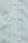Yakası Ve Kolu Kuş Nakışlı Önü Fırfırlı Poplin Gömlek -Beyaz-Gömlek-364-6191-R02
