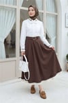 Yakası Ve Kolu Kuş Nakışlı Önü Fırfırlı Poplin Gömlek -Beyaz-Gömlek-364-6191-R02