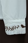 Yakası Ve Kolu Kuş Nakışlı Önü Fırfırlı Poplin Gömlek -Beyaz-Gömlek-364-6191-R02