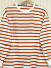 Yan Çizgili Bisiklet Yaka Sweat  -A. Kiremit-Sweatshirt-349-1079-R58