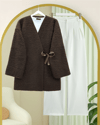 Ceket-Yandan Bağlamalı Buklet Kimono   -K. Kahve-253-12961-R54