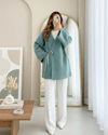 Yandan Bağlamalı Buklet Kimono   -Mint-Ceket-253-12961-R24