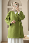 Yandan Bağlamalı Buklet Kimono   -Yağ Yeşili-Ceket-253-12961-R72