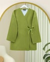 Yandan Bağlamalı Buklet Kimono   -Yağ Yeşili-Ceket-253-12961-R72