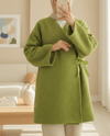 Yandan Bağlamalı Buklet Kimono   -Yağ Yeşili-Ceket-253-12961-R72