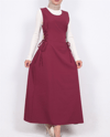 Yandan Bağlamalı Double Kumaş Jile  -Bordo-Elbise-111-61602-R04