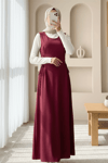 Yandan Bağlamalı Double Kumaş Jile  -Bordo-Elbise-111-61602-R04