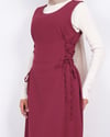 Yandan Bağlamalı Double Kumaş Jile  -Bordo-Elbise-111-61602-R04