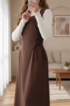 Yandan Bağlamalı Double Kumaş Jile  -Kahve-Elbise-111-61602-R15
