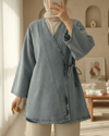 Yandan Bağlamalı Kot Kimono -Açık Mavi-Ceket-111-50718KOT-R25