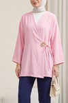 Yandan Çapraz Bağlamalı Tokalı Modal Tunik -Pembe-Tunik-111-50816-R20