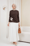 Yandan Fularlı Bağlama Detaylı Oyşo Bluz -K. Kahve-Bluz-138-40000-R54