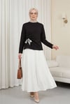 Yandan Fularlı Bağlama Detaylı Oyşo Bluz -Siyah-Bluz-138-40000-R01