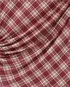Yanı Büzgülü Ekose Desenli Bluz -Bordo-Bluz-246-2808-R04
