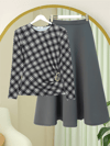 Yanı Tokalı Ekose Desenli Bluz -Siyah-Bluz-246-2821-R01