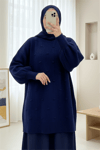 Yanı Yırtmaçlı Ponponlu Yumoş Triko Kazak -Laci-Kazak-295-4513-R03