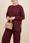 Yanları Çıtçıtlı Çimalı Pantolonlu Oyşo Takım  -Bordo-Takım-436-10060-R04