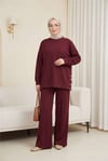 Yanları Çıtçıtlı Çimalı Pantolonlu Oyşo Takım  -Bordo-Takım-436-10060-R04