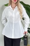 Yanları Düğme Detaylı Poplin Gömlek -Beyaz-Gömlek-246-1625-R02