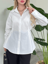 Yanları Düğme Detaylı Poplin Gömlek -Beyaz-Gömlek-246-1625-R02