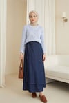 Yaprak Desenli Ajurlu Triko Hırka  -Buz Mavi-Hırka-109-0999-R37