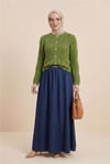 Yaprak Desenli Ajurlu Triko Hırka -F.Yeşili-Hırka-109-0999-R67