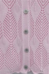 Yaprak Desenli Ajurlu Triko Hırka   -Pembe-Hırka-109-0999-R20