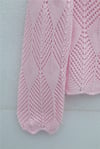 Yaprak Desenli Ajurlu Triko Hırka   -Pembe-Hırka-109-0999-R20
